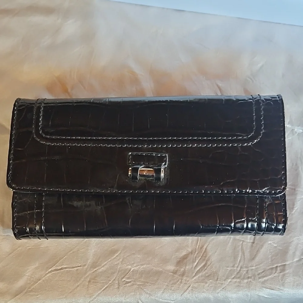 Liz Claiborne Black‎ Croc-Embossed Wallet